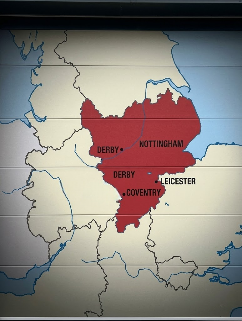 Areas we Cover. A map of the Garage Door Services we offer in the Midlands